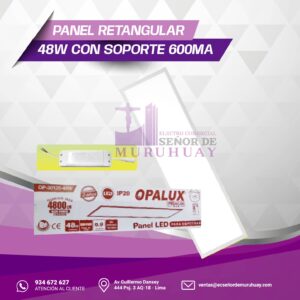 PANEL RECTANGULAR LED 48W  CON SOPORTE 600mA